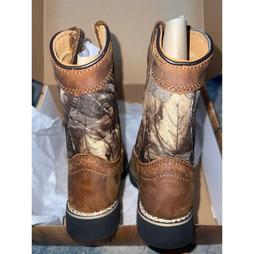 Itasca Buckaroo Boots Youth Size 12 Brown Camo New With Tags 5027010
